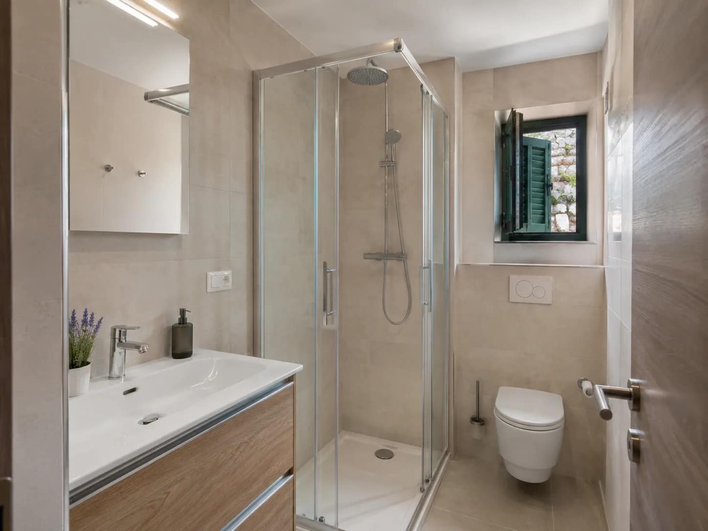 Shower room with a window